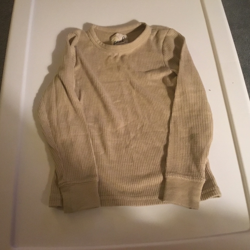 Peek Boys Tan Waffle Long Sleeve Shirt.  Size XS